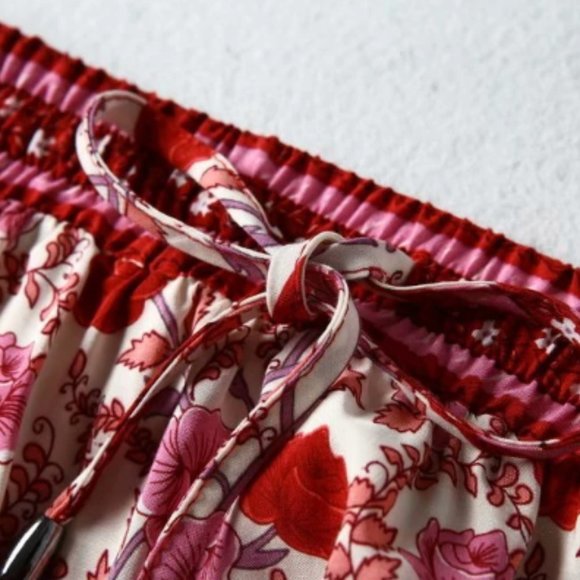 Rose Charm Boho Floral Print Midi Skirt - Picture 10 of 15